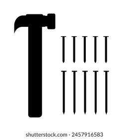 hammer and nail icon vector clip art silhouette