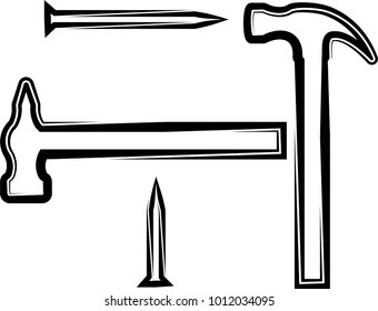Hammer Nail Icon Vector Illustration