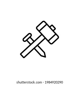 Martillo, icono de uñas. Ilustración vectorial, Icono plano de martillo y uñas vectoriales. Construcción, reparación y construcción. Símbolo gráfico para el diseño de su sitio web, logotipo, aplicación, interfaz de usuario