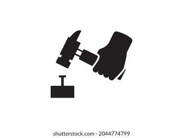 Hammer and nail icon vector illustration svg