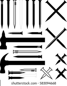 Hammer Nail Icon Vector Illustration