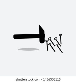hammer and nail icon vector templates for carpentry tools