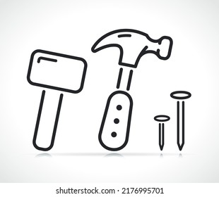 hammer and nail line illustration