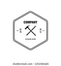 Hammer Nail Logo Vector