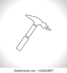hammer and nail outline icon