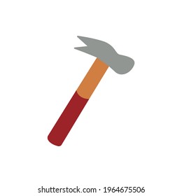 Hammer, nail puller. Household hand tool for repair and joinery or carpentry work. Colorful vector illustration isolated hand drawn
