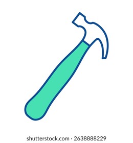 Hammer and nail puller icon. Construction tool. Color vector instrument illustration