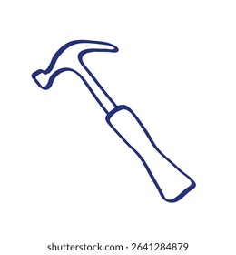 Hammer and nail puller sketch. Construction tool. Color vector instrument illustration