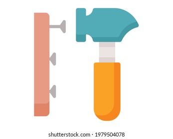 icono aislado de clavo martillo con estilo plano