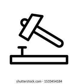 hammer nail thin line vector icon