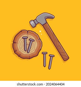 hammer and nail vector. handyman tools icon plierl nails axe hammer. labour day illustration background.