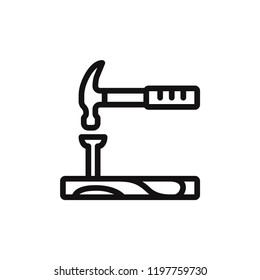 Hammer with nail vector icon