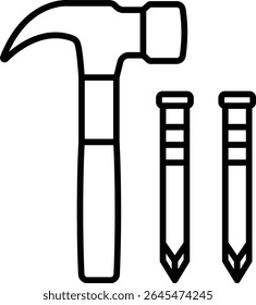 Hammer and nail vector icon. Can be used for printing, mobile and web applications.