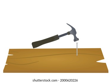 Hammer and nail. vector illustration