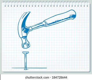 Hammer, Nail and Wood