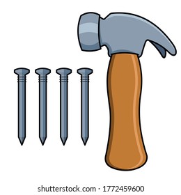 estilo de dibujos animados de martillo y uñas