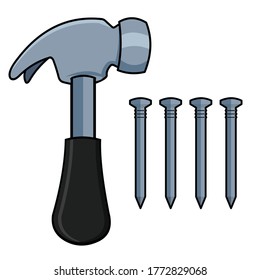 hammer and nails cartoon style