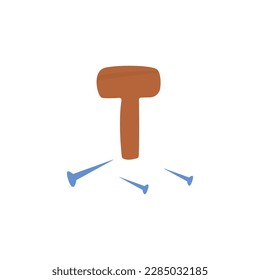 hammer and nails icon, on a white background, vector illustration