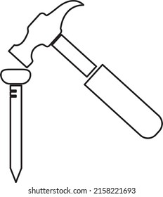 Hammer nails icon, vector illustration line art.eps
