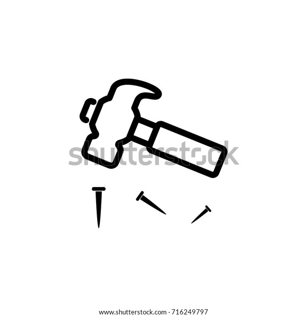 Hammer Nails Icon Vector Illustration Stock Vector (Royalty Free) 716249797