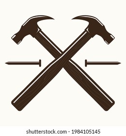 Hammer and nails isolated silhouette vector