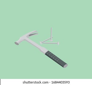 Hammer and nails isometric illustration