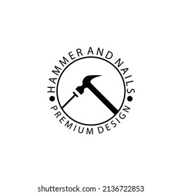 Logo-Design für Hammer und Nägel, Vektorgrafik