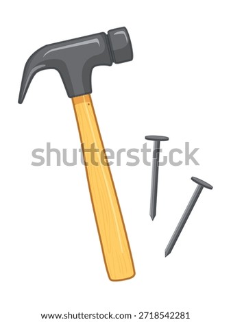 Hammer and Nails on White Background tools carpentry