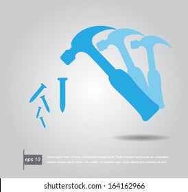 hammer with nails vector icon