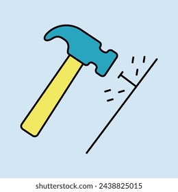 Martillo y clavos vector icono. Construcción, reparación y construcción. Símbolo gráfico para el diseño de su sitio web, logotipo, aplicación, UI