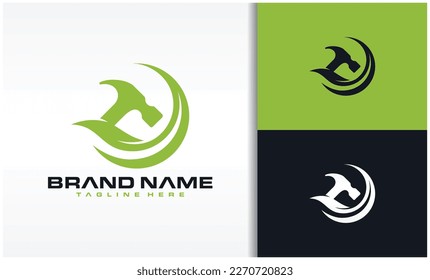 Hammer and nature leaf logo