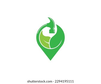 Hammer with Nature Leaf Logo Concept symbol sign icon Design Element. Construction Building, House, Home Repair Logotype. Vector illustration template