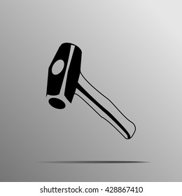 hammer on the grey background black icon
