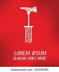 Hammer on red background,poster grunge design