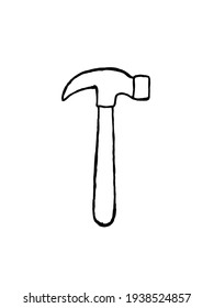 martillo en un fondo blanco. Herramientas de construcción. Fijación para reparación y decoración