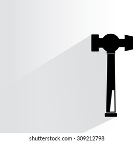 hammer on white background, flat and shadow theme