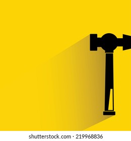 hammer on yellow background, flat and shadow theme design