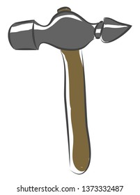 Hammer with one side blunt and one-sided sharp edge vector color drawing or illustration 