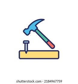 Hammer outline with fill color vector icon 

