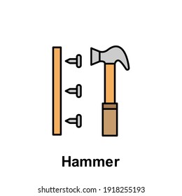 Hammer-Umriss-Symbol. Element der Arbeitstagsgrafik Symbol. Zeichen und Symbole können für Web, Logo, mobile App, UI, UX verwendet werden