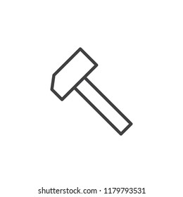 Hammer outline icon. linear style sign for mobile concept and web design. Work tool simple line vector icon. Symbol, logo illustration. Pixel perfect vector graphics
