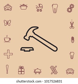 hammer outline icon, vector design