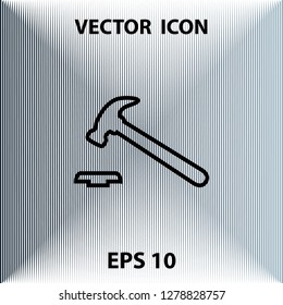 hammer outline icon, vector design