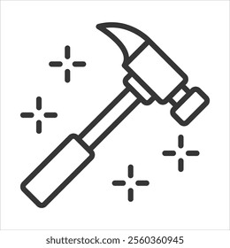 Hammer Outline Icon Vector Illustration