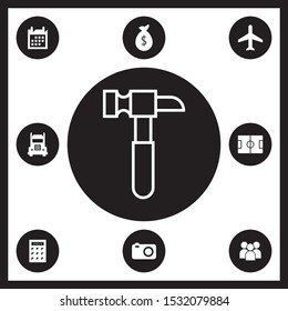 Hammer outline icon for web and mobile