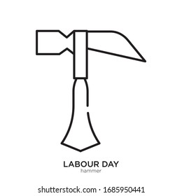 Hammer outline. Isolated hammer on white background.
