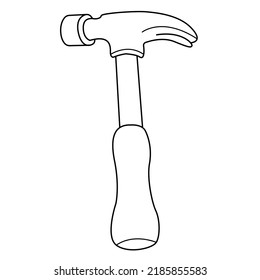 Hammer outline vector on white background