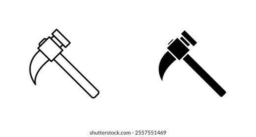 Hammer outlined and solid icon vector collection.