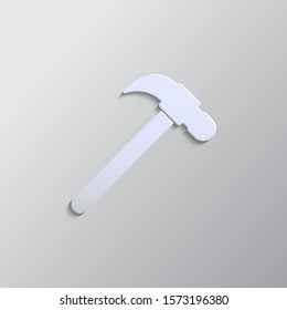 Hammer paper style, vector icon. Grey color vector background