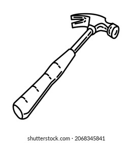 Hammer Part of Contractor Material and Equipment Device Hand Drawn Icon Set Vector.